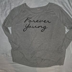 Self Esteem Gray Sweatshirt with 'Forever Young' Script
